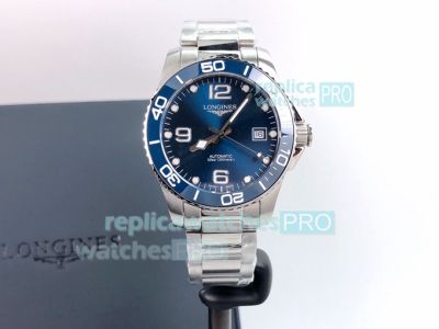 Replica Longines Hydroconquest Watch Blue Quarter Arabic Dial Blue Rubber Strap 41MM